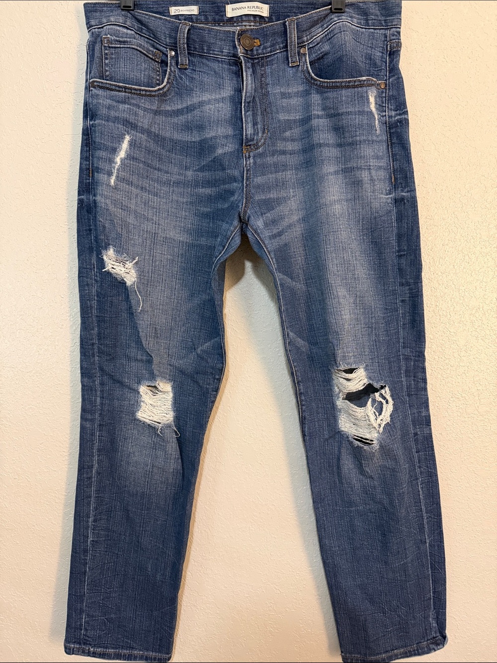 Banana Republic Slim Straight Distressed Blue Jeans